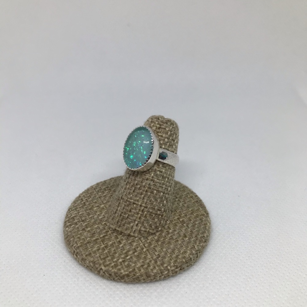 7Ct Australia Triplet Opal Ring Handmade - Picture 3 of 4